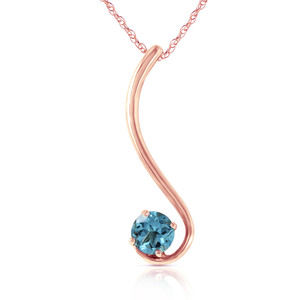 14K. SOLID GOLD NECKLACE WITH NATURAL BLUE TOPAZ (Rose Gold)